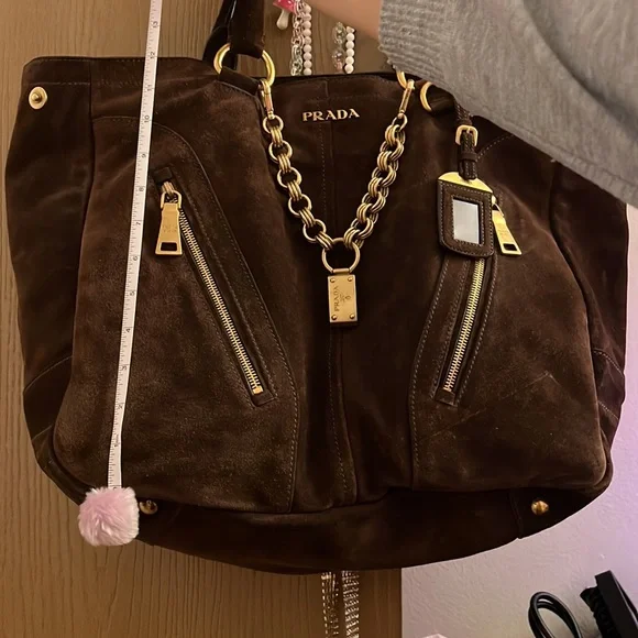 Prada suede scamosciato tote mogano - Picture 5 of 16